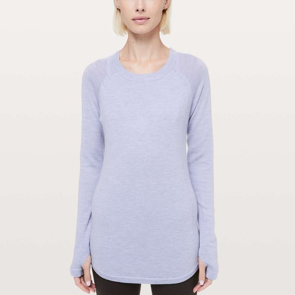 Lululemon Sit in Lotus 100% Merino Wool Sweater Lilac Purple